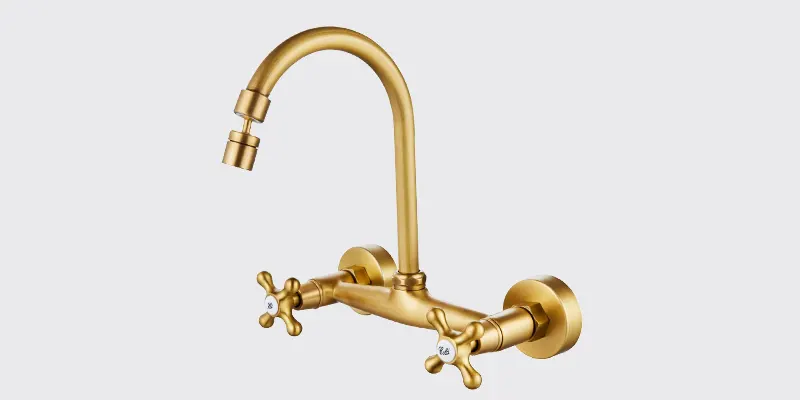 Airuida antique brass wall mount kitchen sink faucet